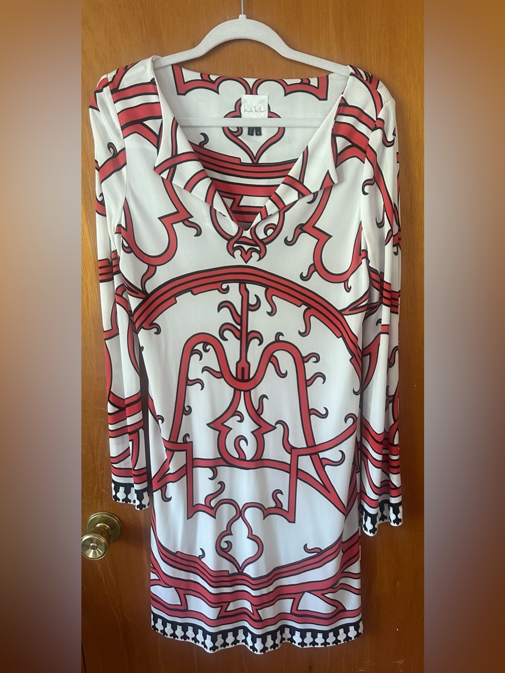 Nicole Miller Studio Geometric Scroll Shift Dress Medium EUC
